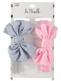 So Dorable 2 Piece Bow Headwrap, Pink/Grey