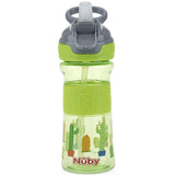 Nuby Push Button Flip-it Soft Spout Water Bottle, Green Cactus, 12 oz