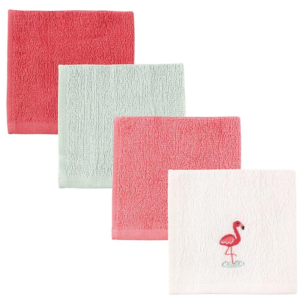 Luvable Friends Baby Super Soft Cotton Washcloths, Flamingo