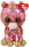 TY Beanie Boos Sunset Reversible Sequin Coral Unicorn