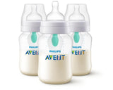 Philips Avent Anti-Colic Baby Bottle with AirFree Vent, 9oz, 3 Pack