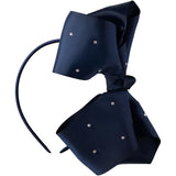 French Toast Jumbo Bow Headband with Rhinestones