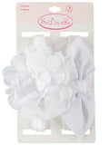 So Dorable 2 Piece Flower / Bow Headwrap, White