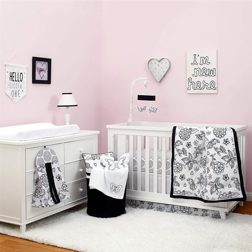 Pink Nojo Dreamer Crib Bedding Set NoJo Watercolor Blossoms Piece