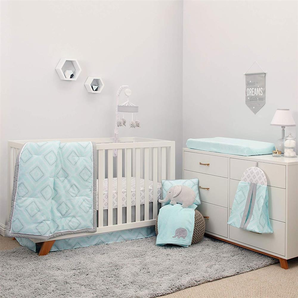 Baby Bedding Mint And Grey Nursery NoJo Dreamer Mint/Grey Geo