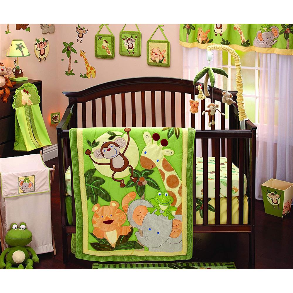 NoJo Jungle Babies 9 Piece Nursery Crib Bedding Set
