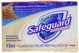 Safeguard Deodorant Antibacterial Deodorant Soap, Beige, 16 Ounce, 4 Bars