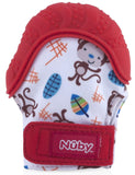 Nuby Soothing Teething Mitten with Hygienic Travel Bag, Red Monkey