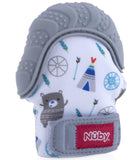 Nuby Soothing Teething Mitten with Hygienic Travel Bag, Grey