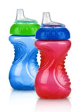 Nuby No Spill Easy Grip Trainer Cup 10 oz, Blue/Red - 2 Pack