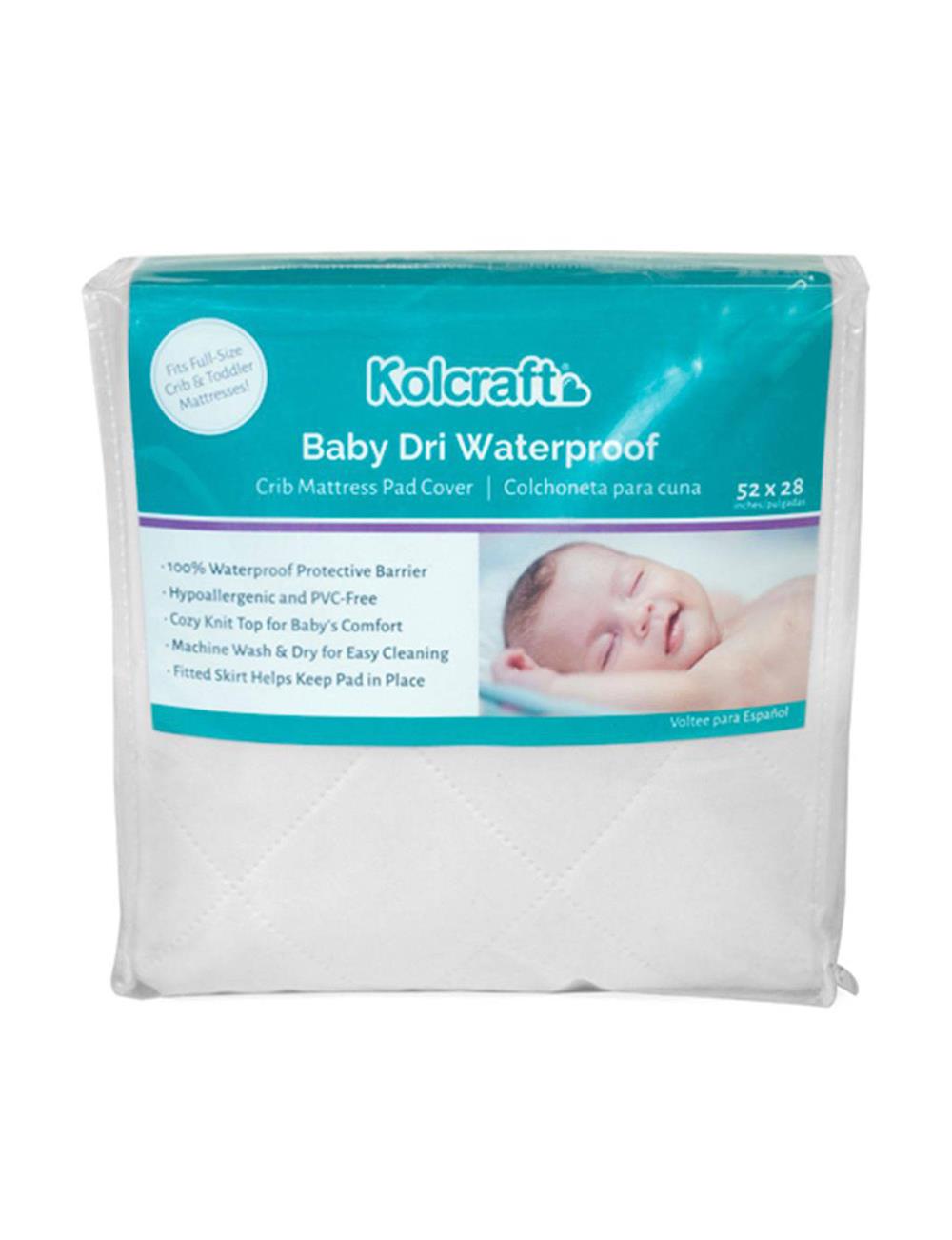 Kolcraft Baby Dri Waterproof Fitted Crib Mattress Pad Cover
