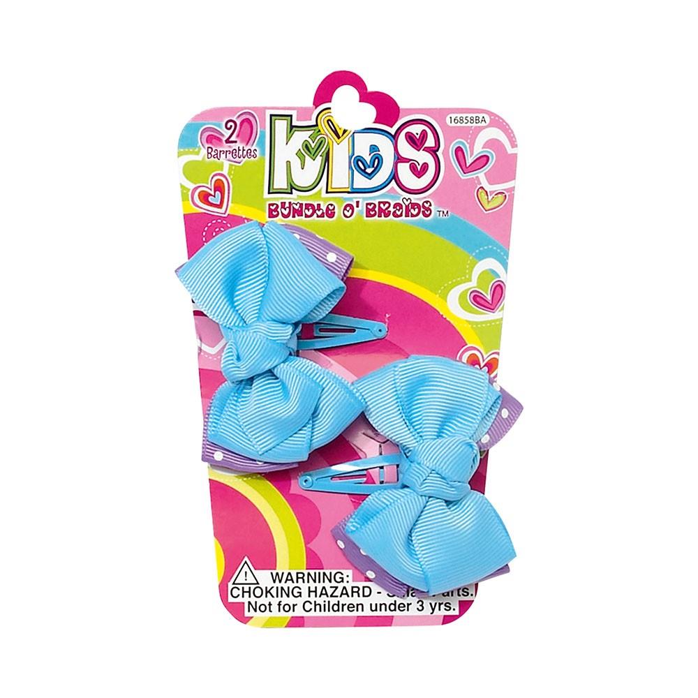 Stylin Girls 2pc Snap Barrettes with Double Grosgrain Bows