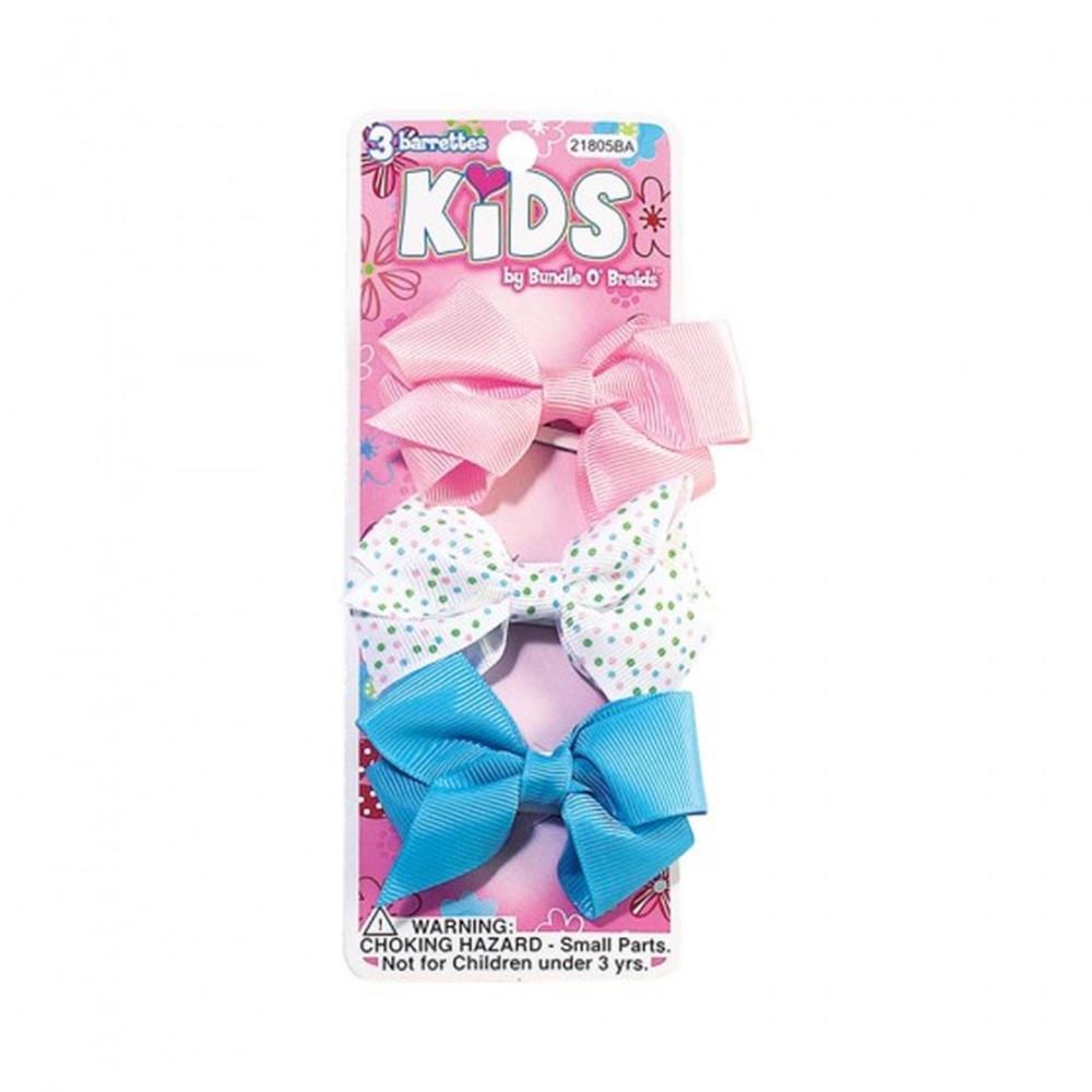Stylin Girls 3pc Snap Barrettes with Fabric Bow