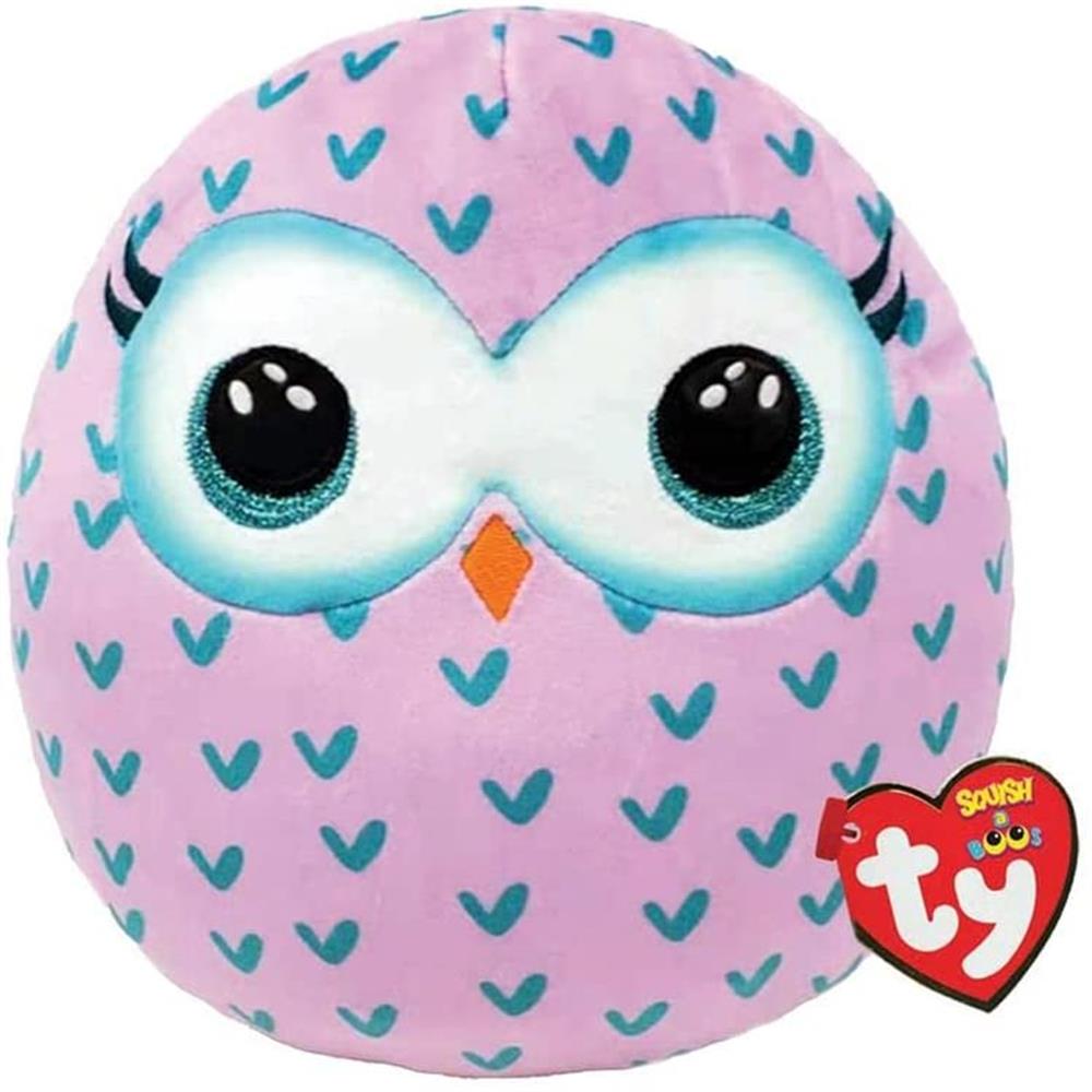 TY Winks Pink Owl Large Squish-A-Boo