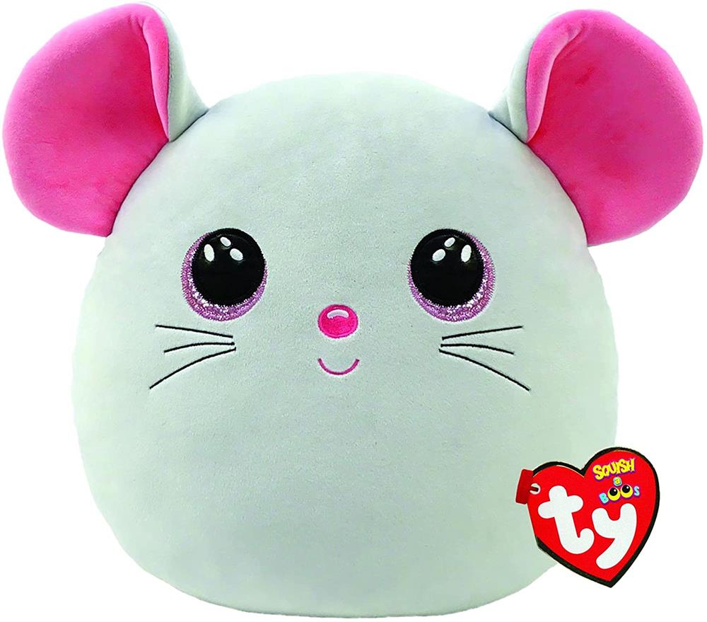 TY Catnip Grey Mouse Large Squish-A-Boo