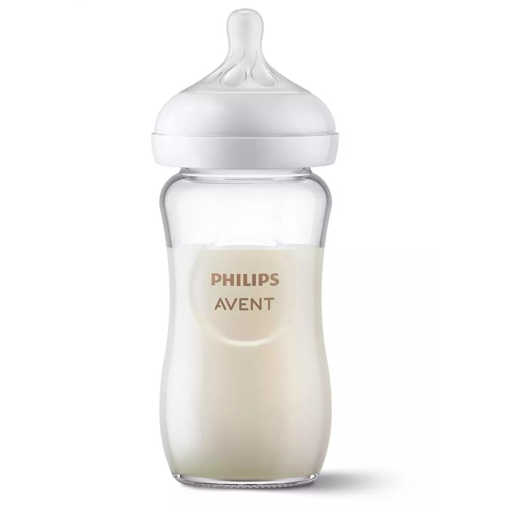 Philips Avent Glass Natural Baby Bottle with Natural Response Nipple, – S&D  Kids