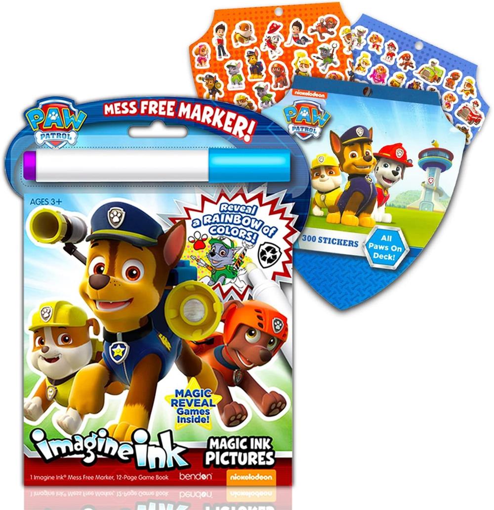 Bendon Paw Patrol Imagine Ink Book and Sticker Pack Set (Imagine Ink Book, Sticker Pack and Mess Fre