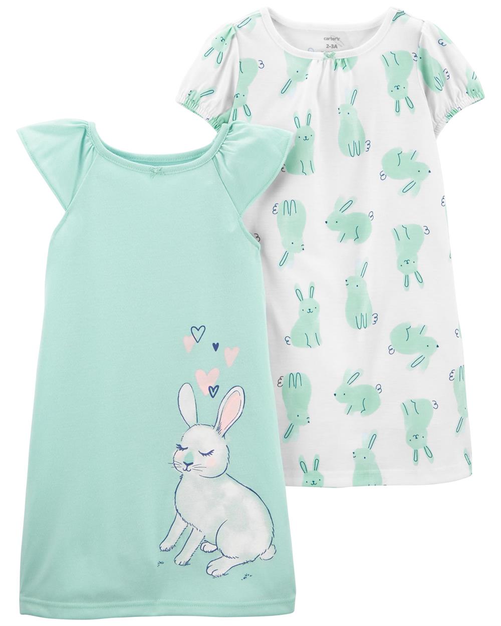Carters Girls 4-14 2-Pack Bunny Nightgowns
