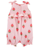 Carters Girls 0-24 Months Strawberry Cotton Romper