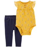 Carters Girls 0-24 Months 2-Piece Flutter Bodysuit Pant Set