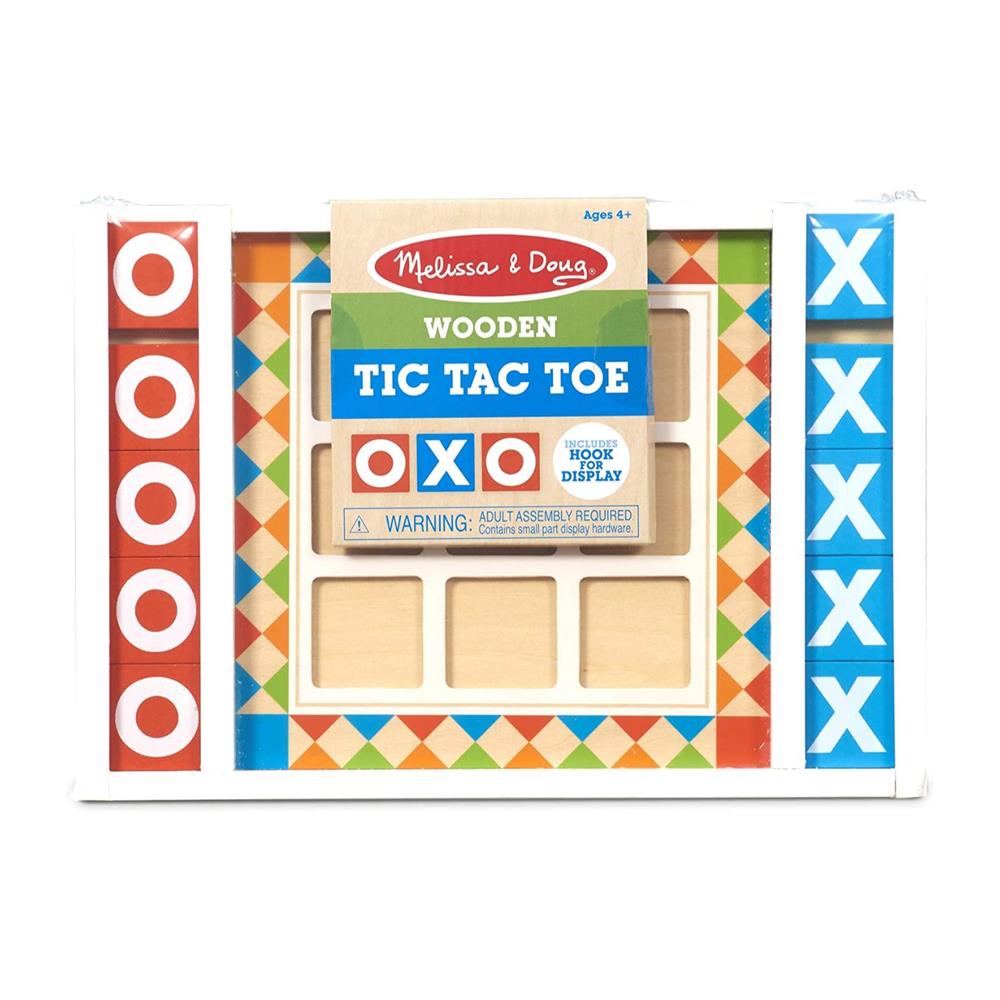 Melissa and Doug Wooden Tic-Tac-Toe Board Game with 10 Self-Storing Wooden Game Pieces