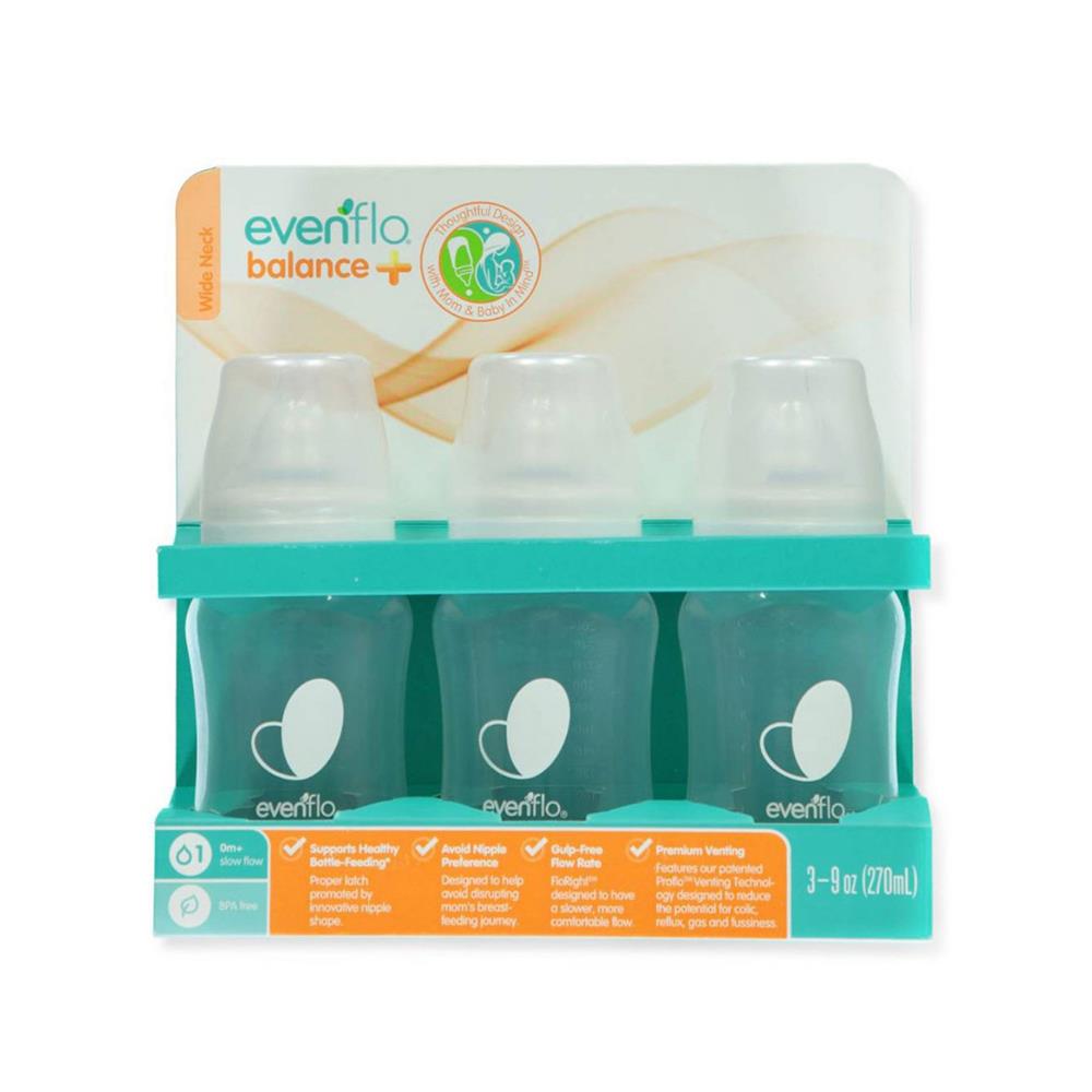 evenflo balance plus Evenflo Balance Plus 3-Pack Wide Neck Bottles, 9 oz