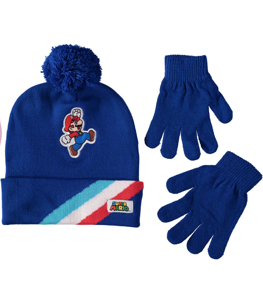 Set Sci Super Mario Bros: Cappello Con Pompon E Guanti, Taglia Unica