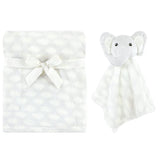 Hudson Baby Baby Plush Blanket with Security Blanket, Elephant Cloud, One Size