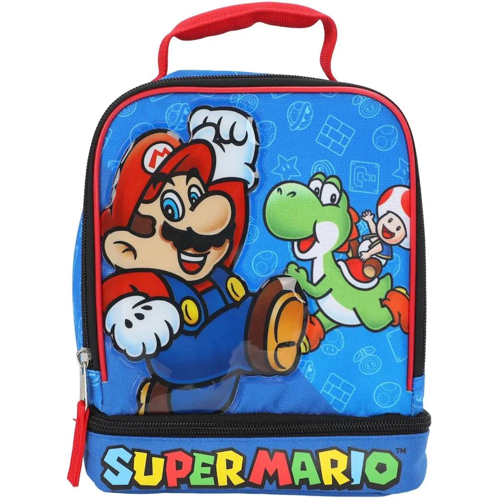 Bioworld Nintendo Super Mario Insulated Dual Zip Dome Lunch Bag