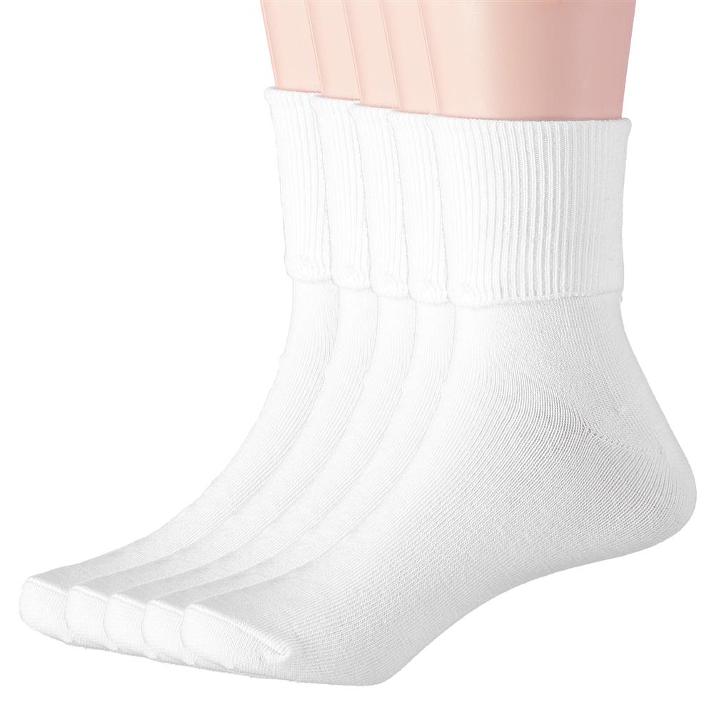 Winners Choice Roll Cuff Socks, White - 5 Pack