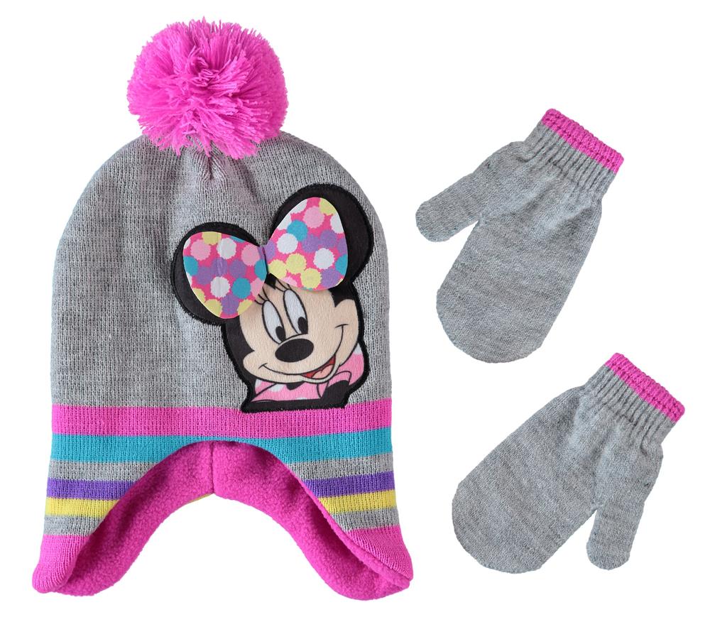 Disney Girls 2-4T Minnie Pom Hat Mitten Set