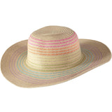 Addie & Tate Rainbow Trim Large Brim Straw Beach Hat
