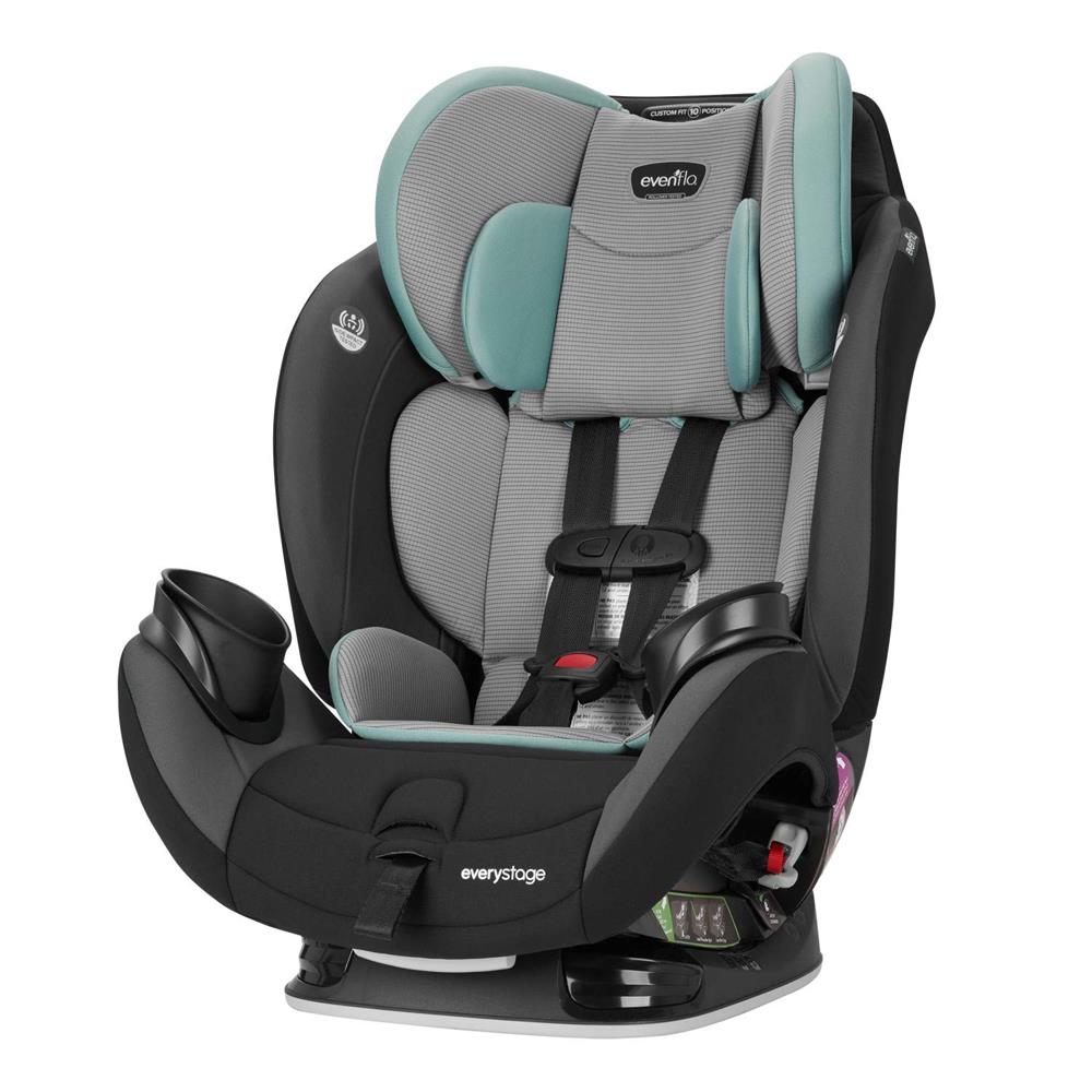 evenflo custom fit 10 positions Evenflo EveryStage LX All-in-One Car Seat, Nova Green