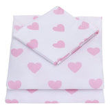 NoJo 3-Piece Toddler Sheet Set, Pink & White Hearts