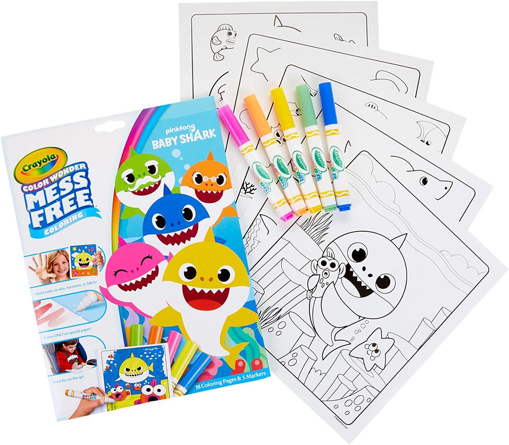 Crayola Baby Shark Wonder Pages Mess Free Coloring Gift