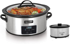 Best Buy: Crock-Pot Countdown 6-Quart Slow Cooker and Little Dipper Warmer  Stainless-Steel/Black SCCPVC605-S
