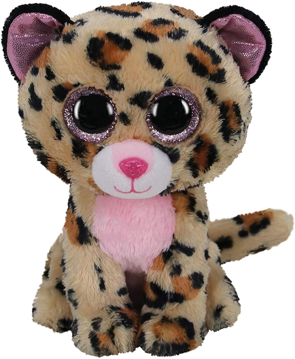 TY Livvie Brown And Pink Leopard Beanie Boo