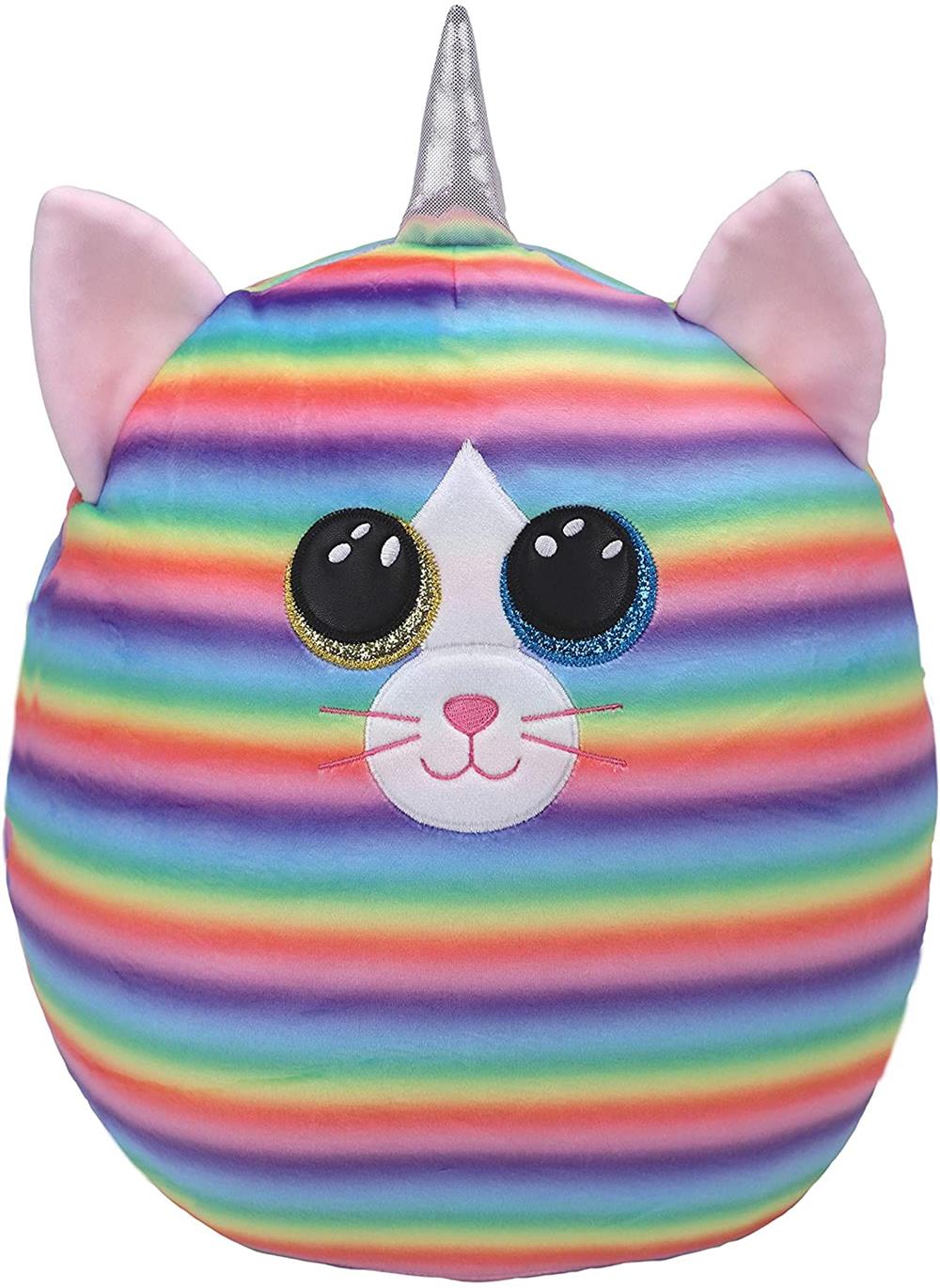 TY Heather Pastel Striped Cat Squish-A-Boo