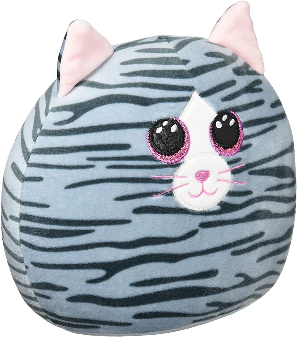 TY Kiki Grey Striped Cat Squish-A-Boo