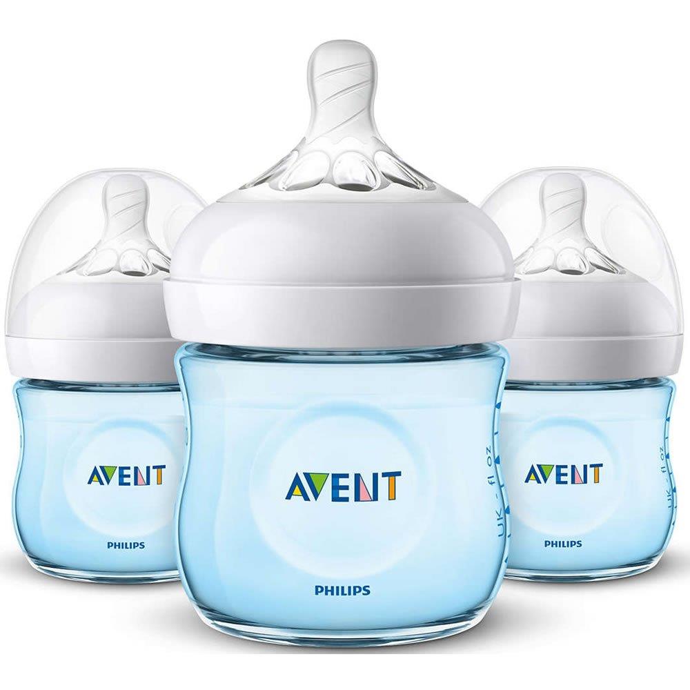 Philips AVENT Natural Baby Bottle, Blue, 4 Ounce (Pack of 3)