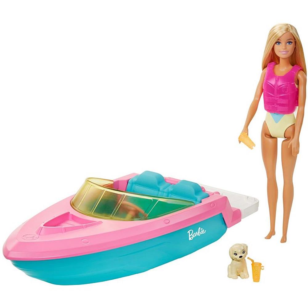 Mattel Barbie® Doll and Boat with Puppy and Accessories, Floats in Water