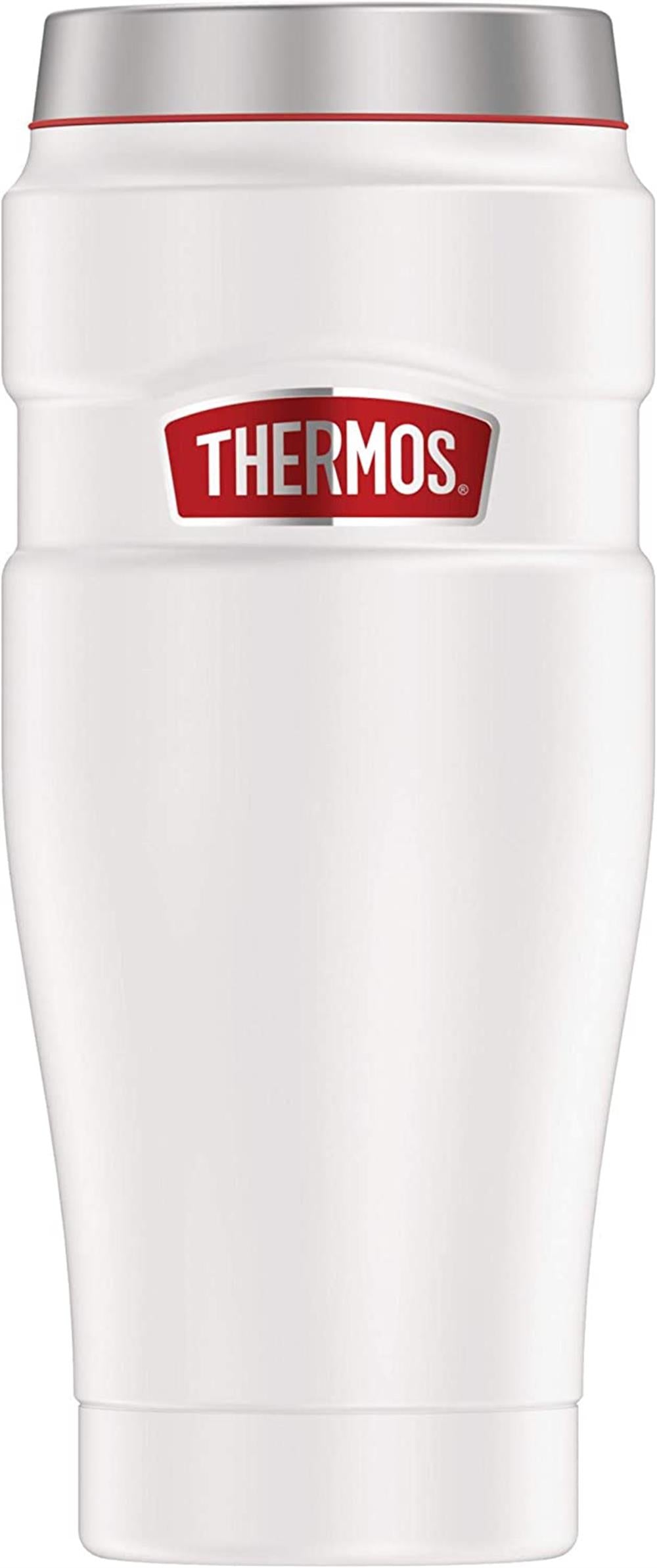 THERMOS Stainless King Vacuum-Insulated Travel Tumbler, 16 Ounce, White