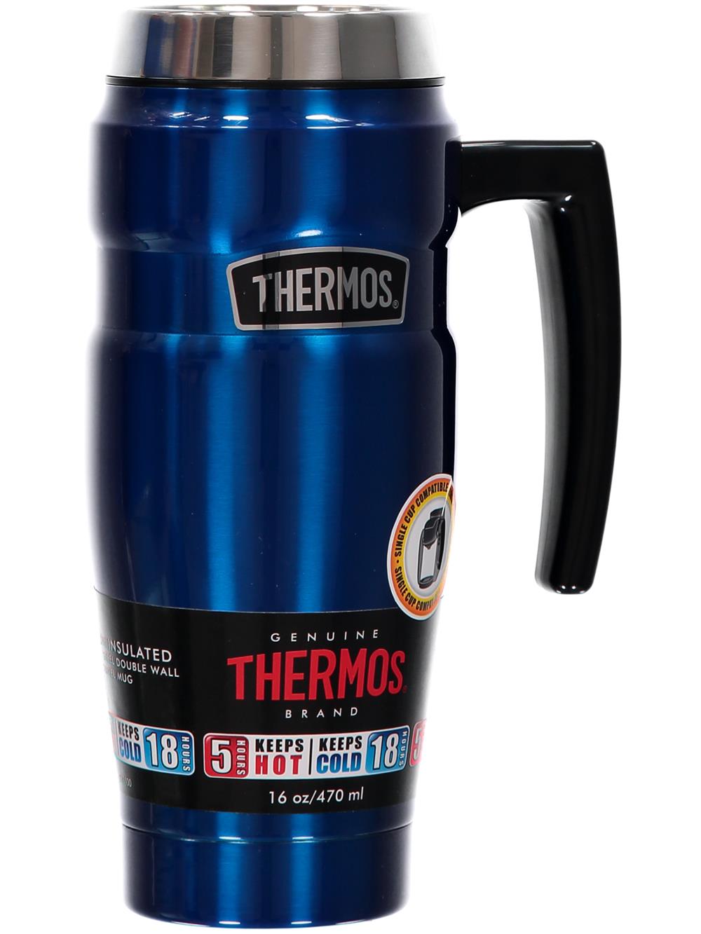 THERMOS Stainless King Vacuum-Insulated Travel Mug, 16 Ounce, Blue