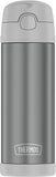 Thermos Funtainer 16 Ounce Stainless Steel Bottle with Wide Spout Lid, Cool Gray