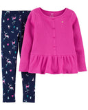 Carters 2-Piece Thermal Peplum Top & Unicorn Legging Set