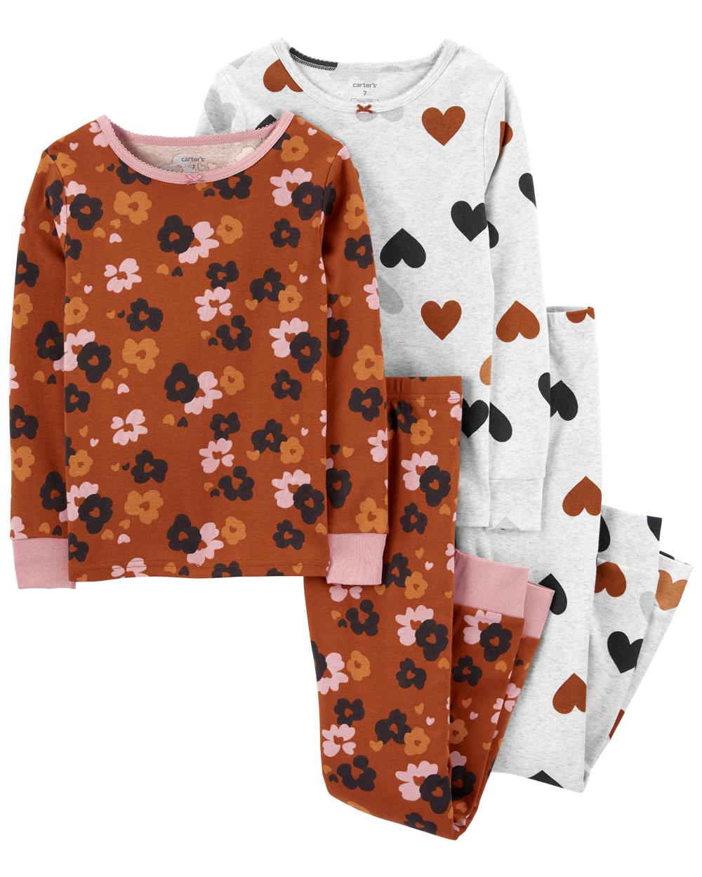 Carters 4-Piece Floral Heart 100% Snug Fit Cotton PJs