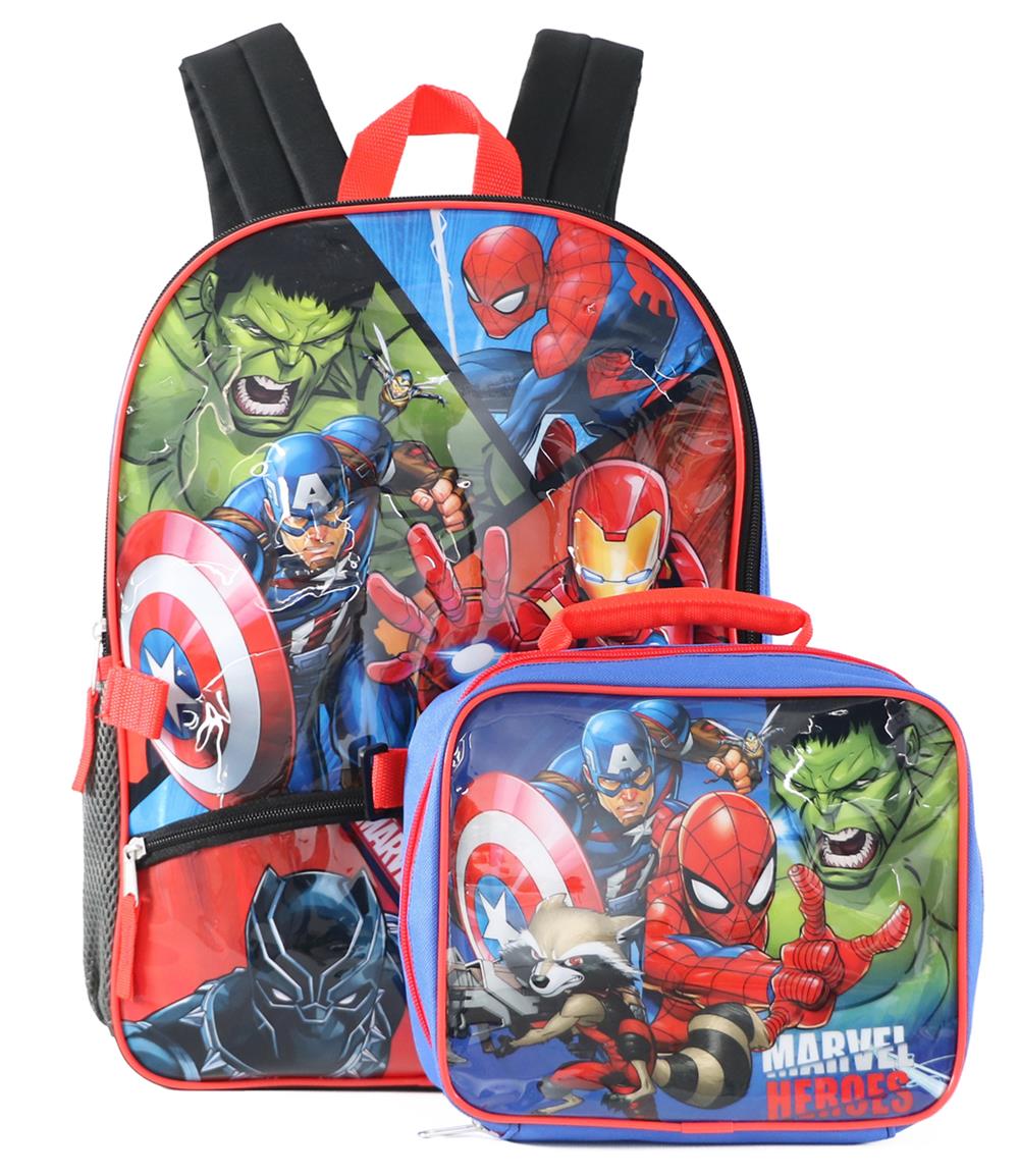 avengers backpack for kids Marvel Heroes Backpack with Lunchbox, Kids Unisex, Size: One size
