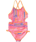 Limited Too Stripe Cut Out One Piece Swimsuit