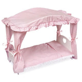 Badger Basket Canopy Doll Bed with Bedding – White/Pink