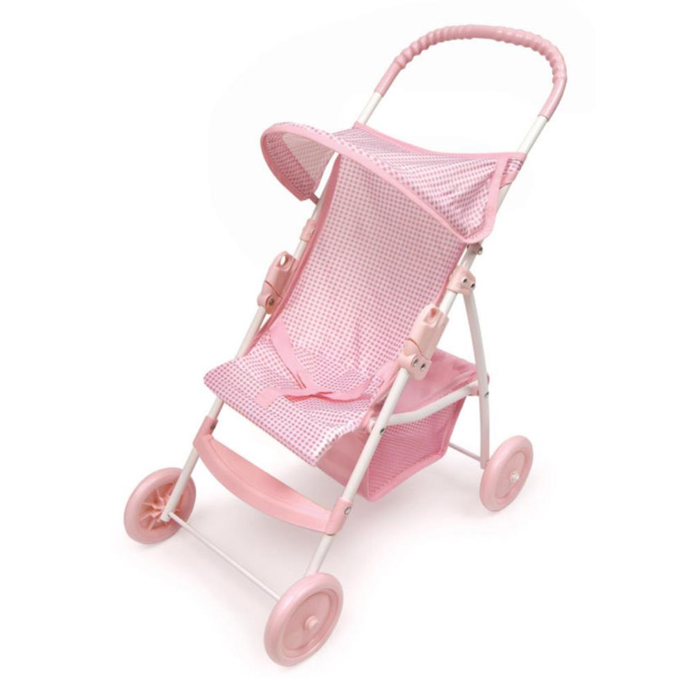 Badger Basket Folding Doll Umbrella Stroller – Pink/Gingham